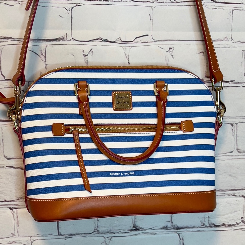 DOONEY & BOURKE SULLIVAN COATED COTTIN DOMED SATCHEL PURSE SHOULDER BAG